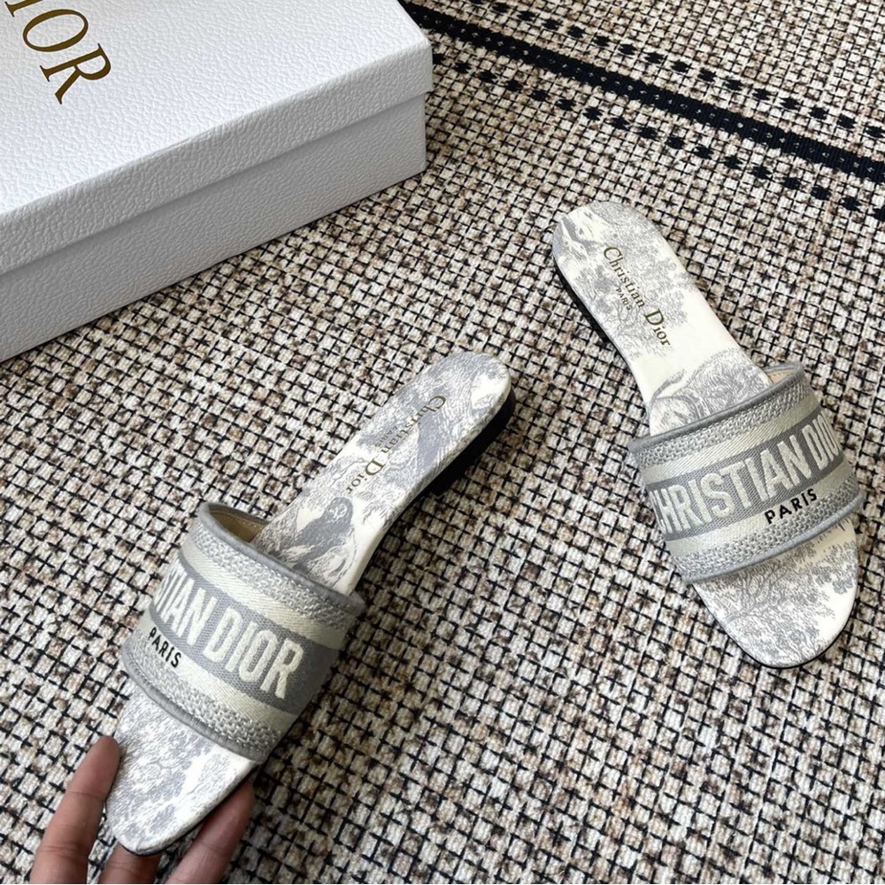 Christian Dior Gray Slide Sandals - Picture 3 of 4